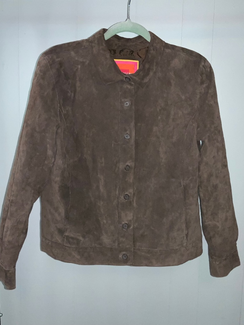 Isaac Mizrahi for Target Genuine Suede button front Jacket Sz XL Chocolate Brown